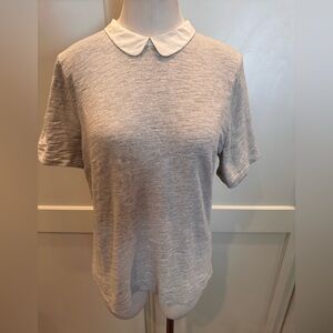 Women's Gray Top White Collar Classic Blouse J Crew